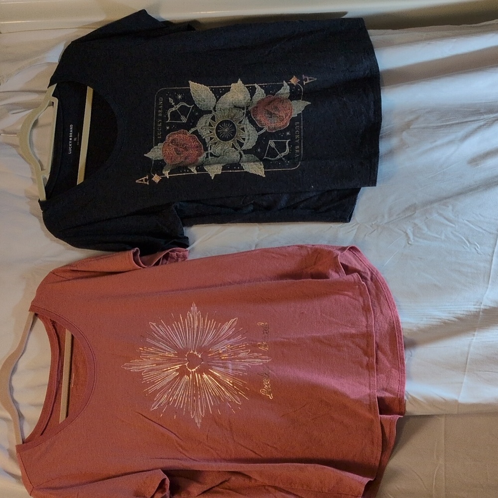 Lucky Brand Women's Tees - Pink and Black